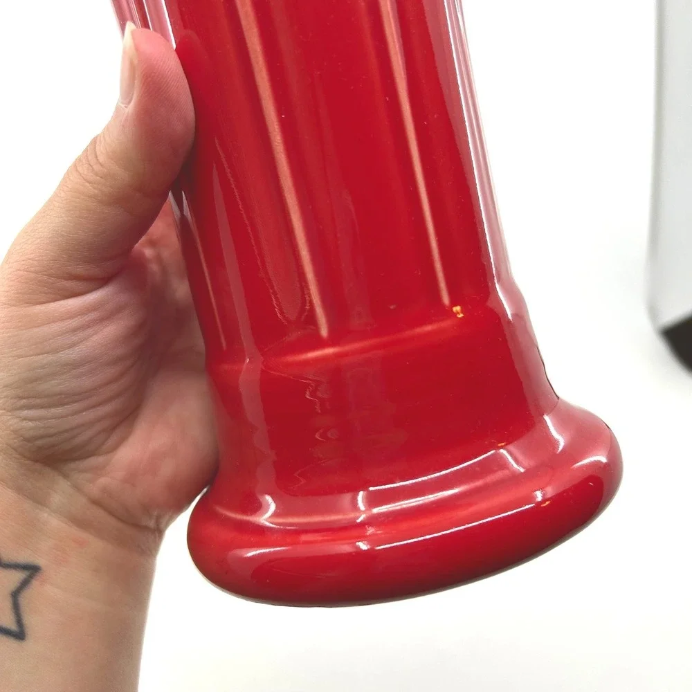 Modern Fiesta HLC Red Scarlet Art Deco Vase 9 inches Tall Medium Vase Marked
